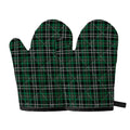 Green Black And White Tartan Print Oven Mitts