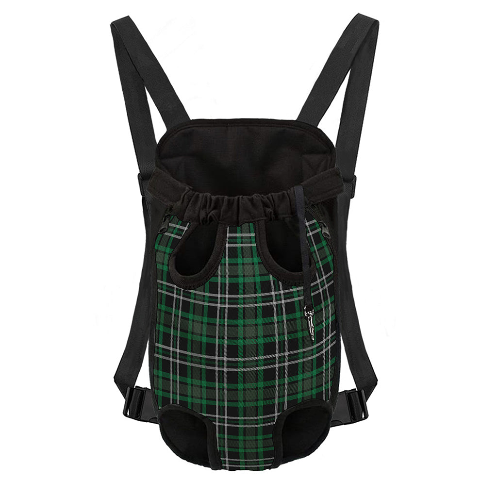 Green Black And White Tartan Print Pet Carrier Backpack