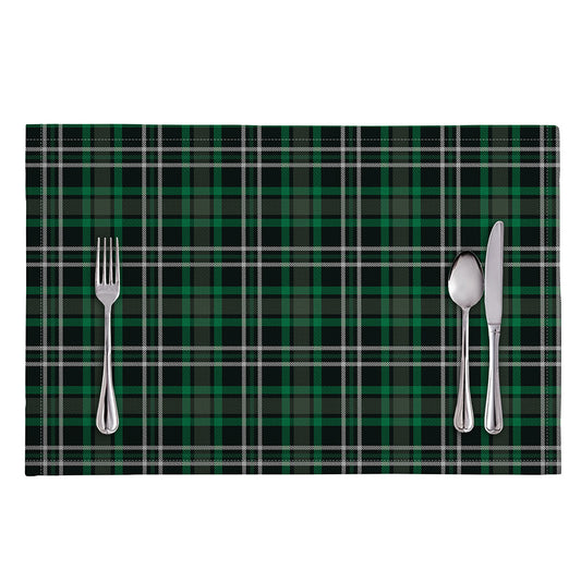 Green Black And White Tartan Print Placemat