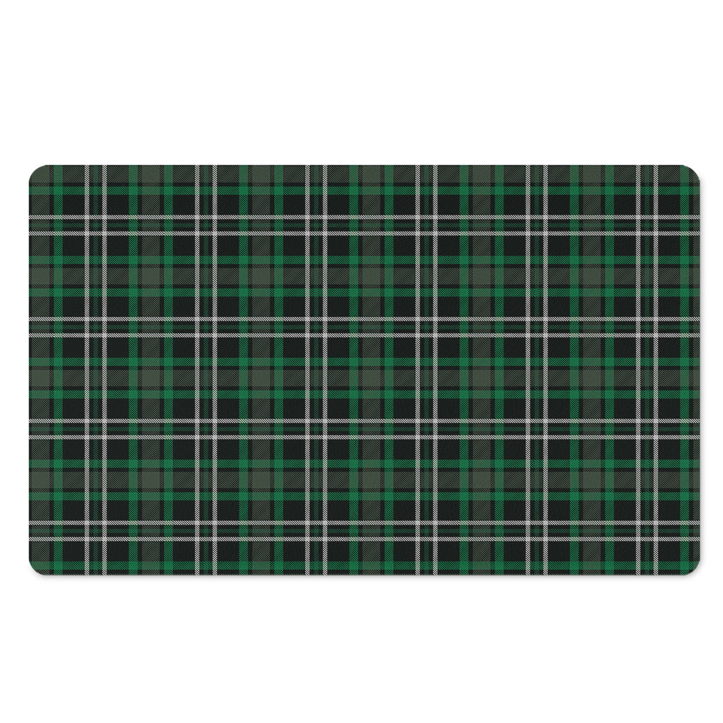 Green Black And White Tartan Print Polyester Doormat