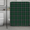 Green Black And White Tartan Print Polyester Shower Curtain