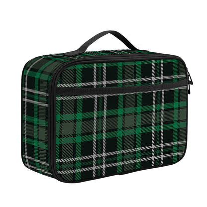 Green Black And White Tartan Print Portable Lunch Bag