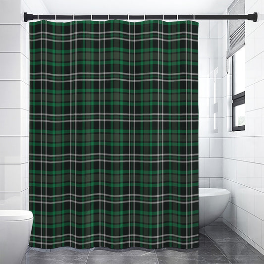 Green Black And White Tartan Print Premium Shower Curtain
