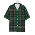 Green Black And White Tartan Print Rayon Hawaiian Shirt