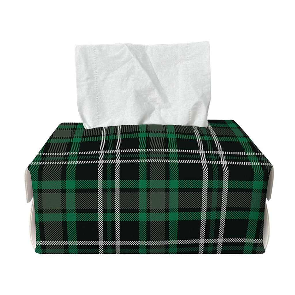 Green Black And White Tartan Print Rectangle Tissue Box Cover