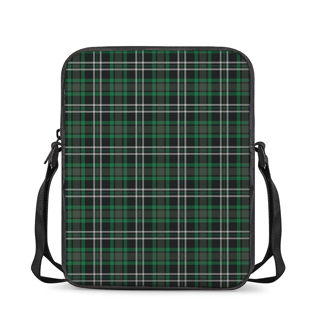 Green Black And White Tartan Print Rectangular Crossbody Bag
