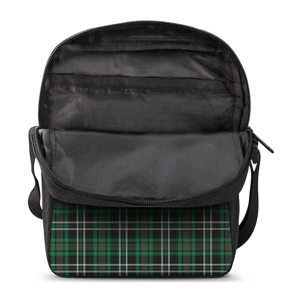 Green Black And White Tartan Print Rectangular Crossbody Bag