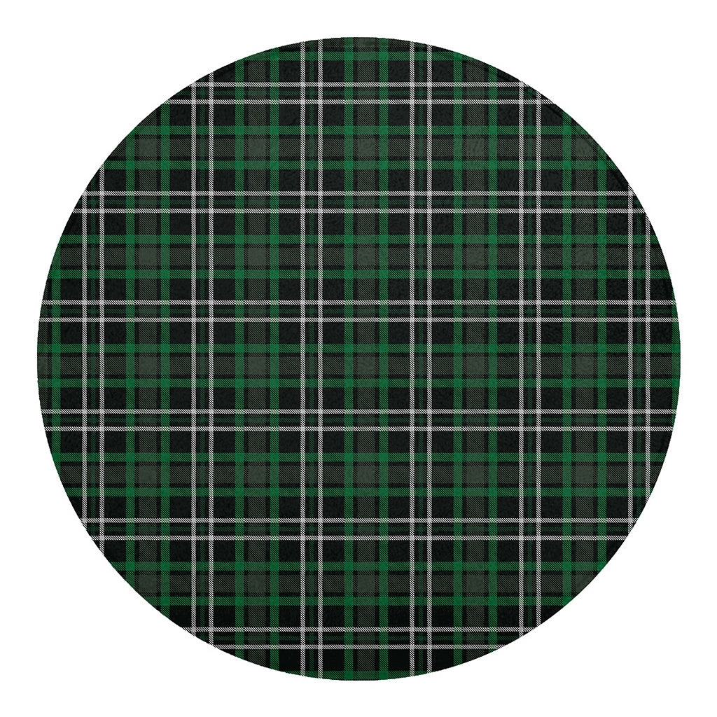 Green Black And White Tartan Print Round Blanket