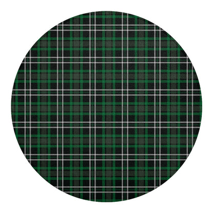 Green Black And White Tartan Print Round Blanket