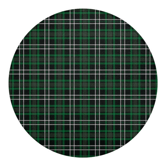 Green Black And White Tartan Print Round Blanket