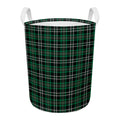 Green Black And White Tartan Print Round Laundry Basket