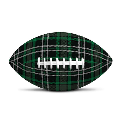 Green Black And White Tartan Print Rugby Ball