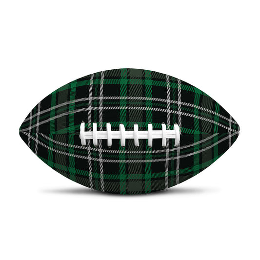 Green Black And White Tartan Print Rugby Ball