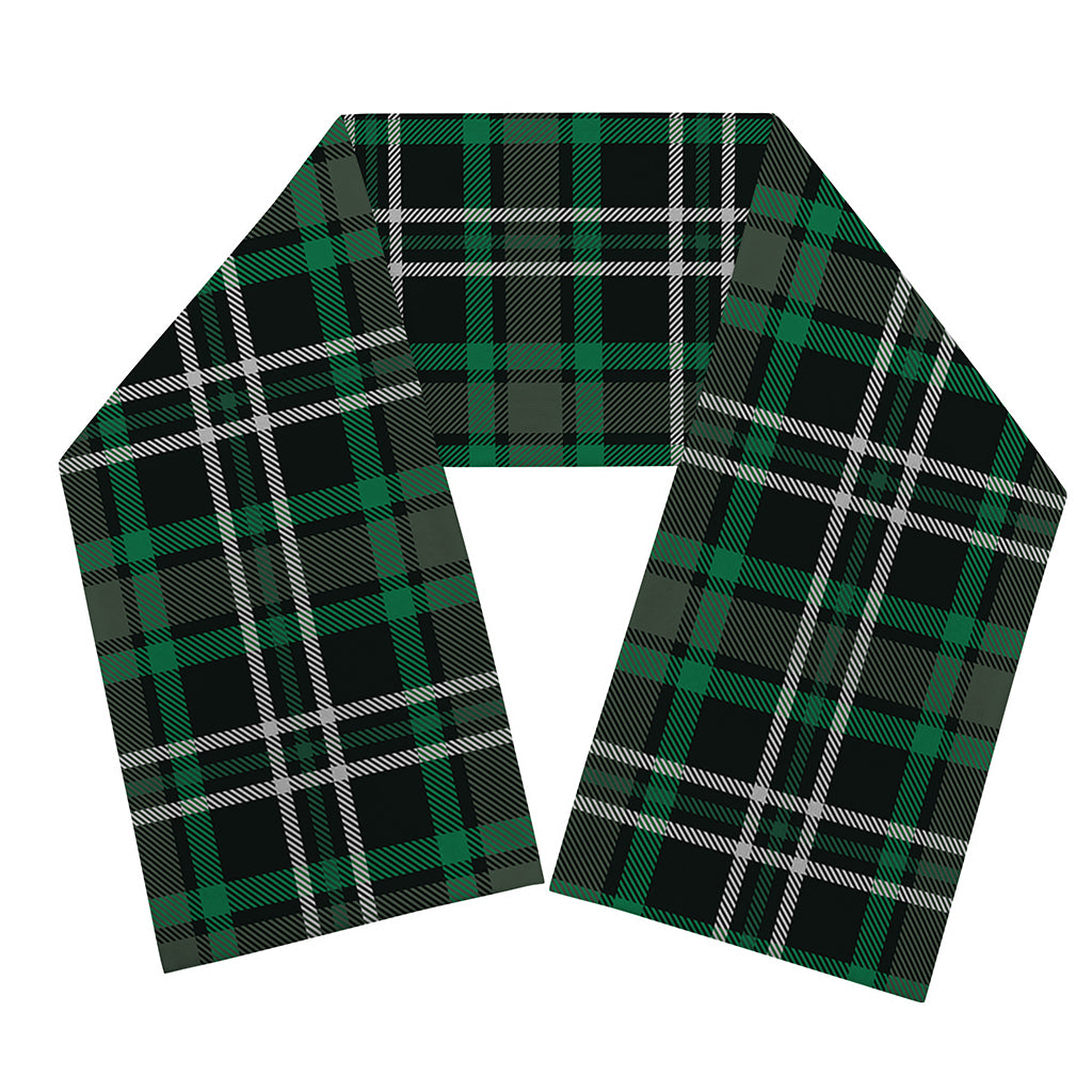 Green Black And White Tartan Print Scarf