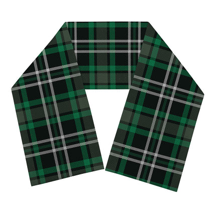 Green Black And White Tartan Print Scarf