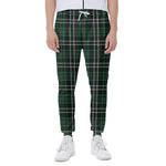 Green Black And White Tartan Print Scuba Joggers
