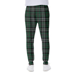 Green Black And White Tartan Print Scuba Joggers