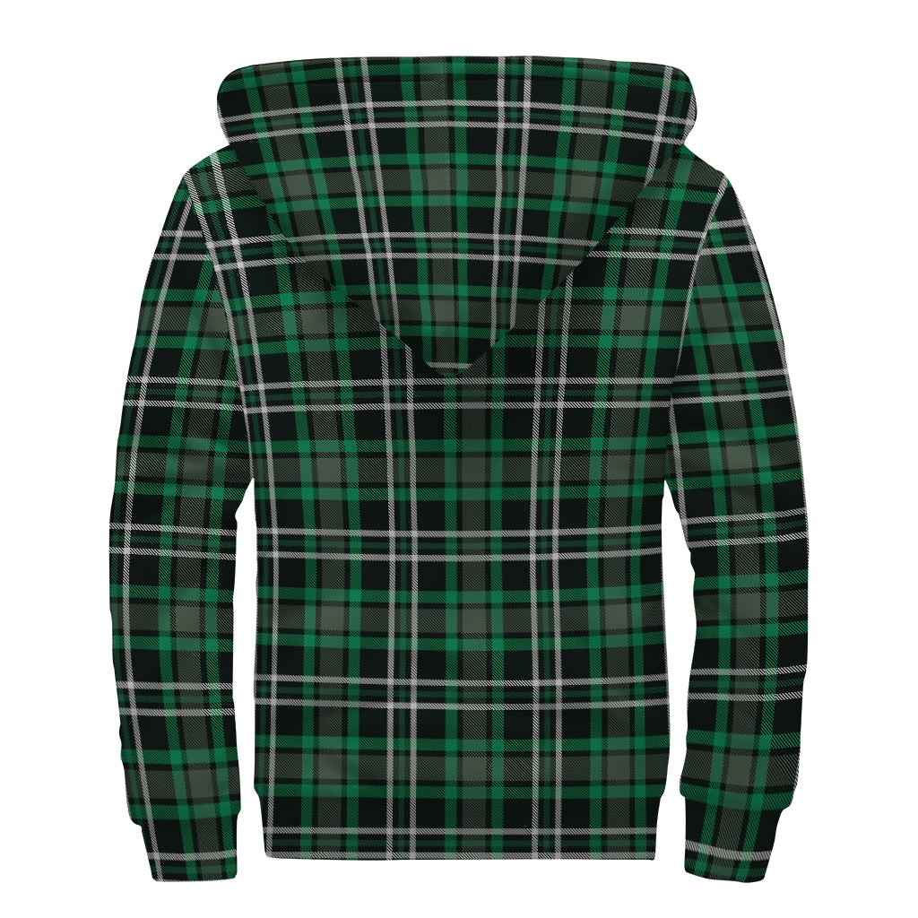 Green Black And White Tartan Print Sherpa Lined Zip Up Hoodie