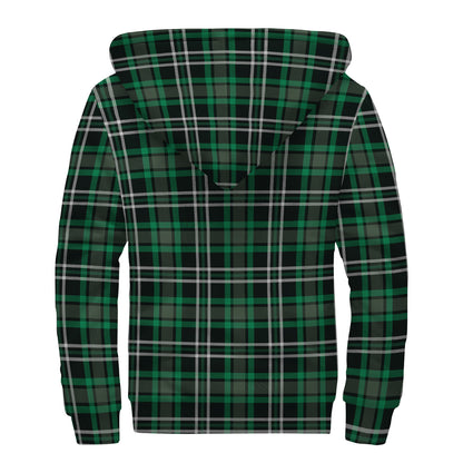 Green Black And White Tartan Print Sherpa Lined Zip Up Hoodie