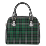 Green Black And White Tartan Print Shoulder Handbag