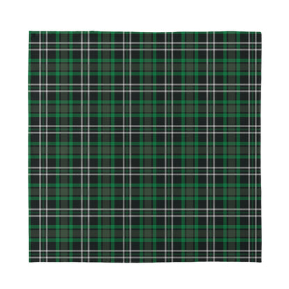 Green Black And White Tartan Print Silk Bandana