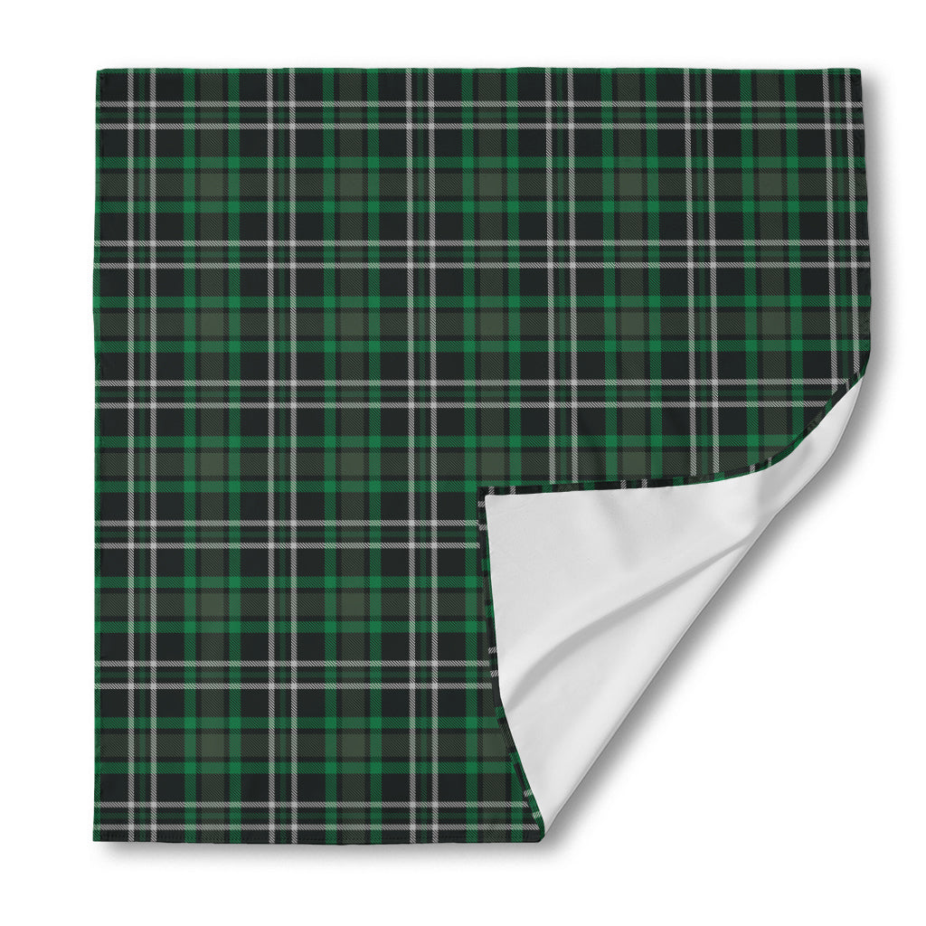 Green Black And White Tartan Print Silk Bandana