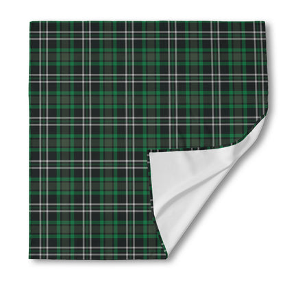 Green Black And White Tartan Print Silk Bandana