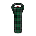 Green Black And White Tartan Print Single Neoprene Wine Tote