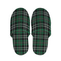 Green Black And White Tartan Print Slippers