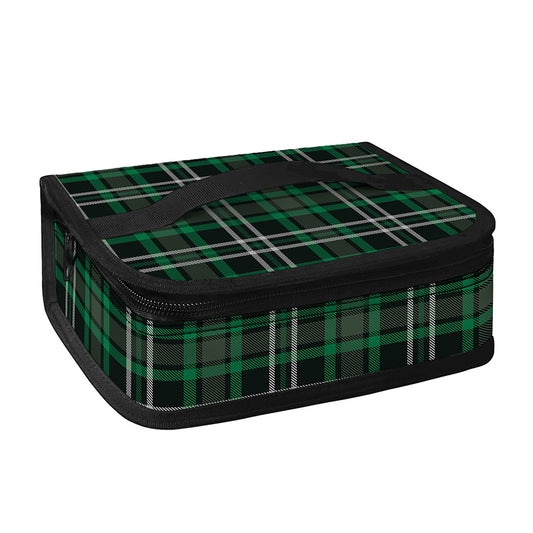 Green Black And White Tartan Print Small Lunch Bag