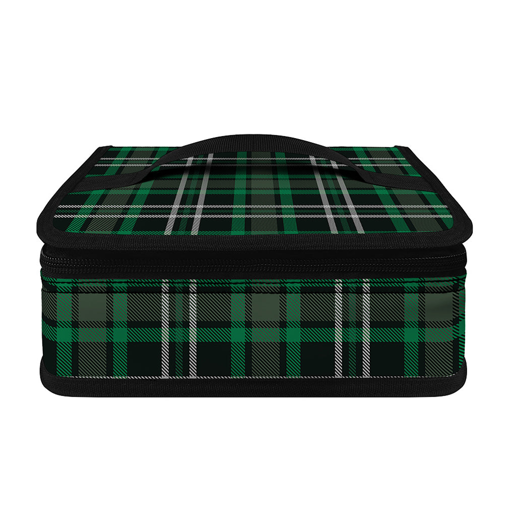 Green Black And White Tartan Print Small Lunch Bag