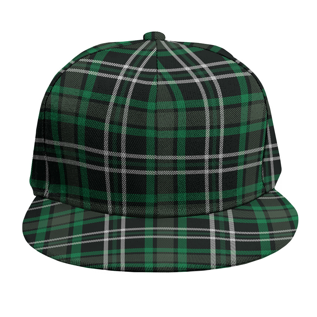 Green Black And White Tartan Print Snapback Cap