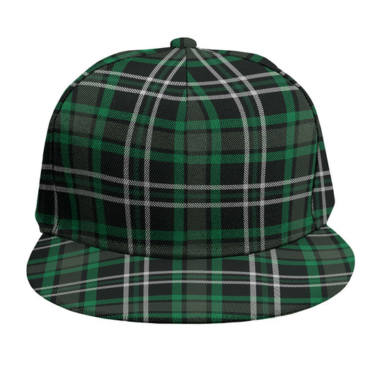 Green Black And White Tartan Print Snapback Cap