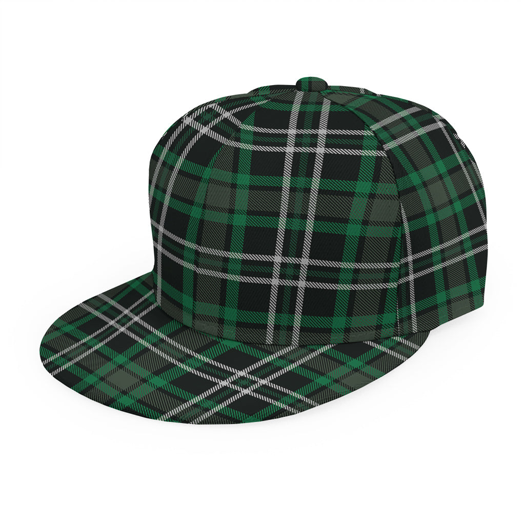 Green Black And White Tartan Print Snapback Cap