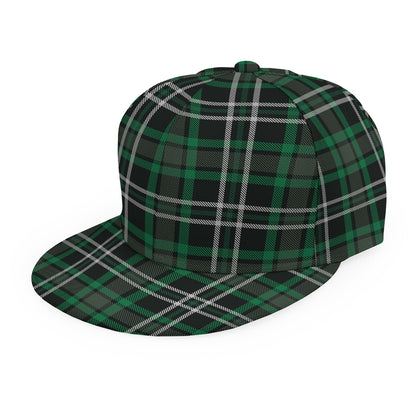 Green Black And White Tartan Print Snapback Cap