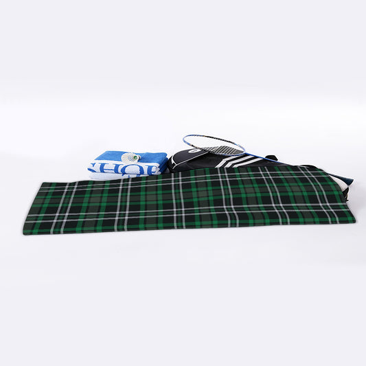 Green Black And White Tartan Print Sports Towel