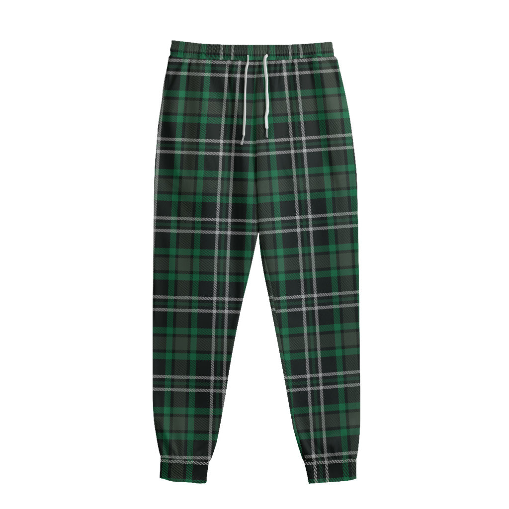 Green Black And White Tartan Print Sweatpants