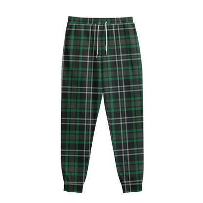 Green Black And White Tartan Print Sweatpants