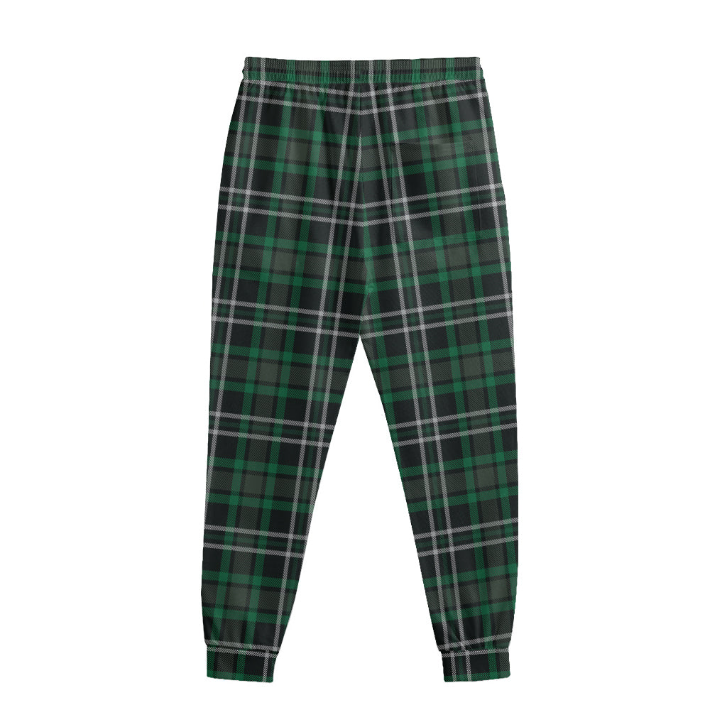 Green Black And White Tartan Print Sweatpants
