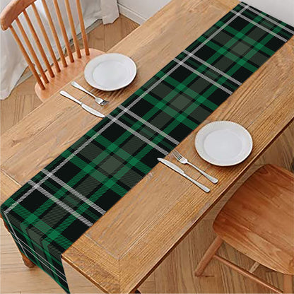 Green Black And White Tartan Print Table Runner