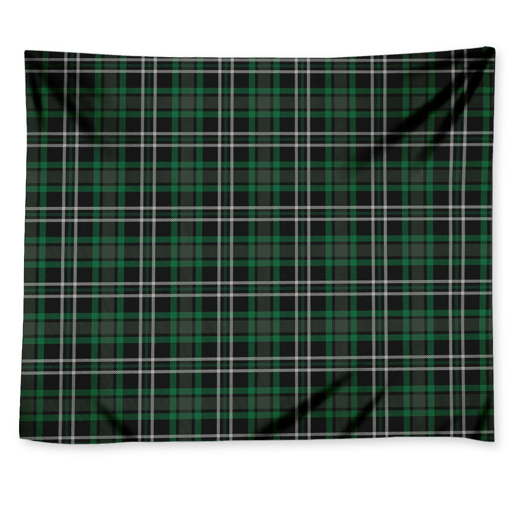 Green Black And White Tartan Print Tapestry