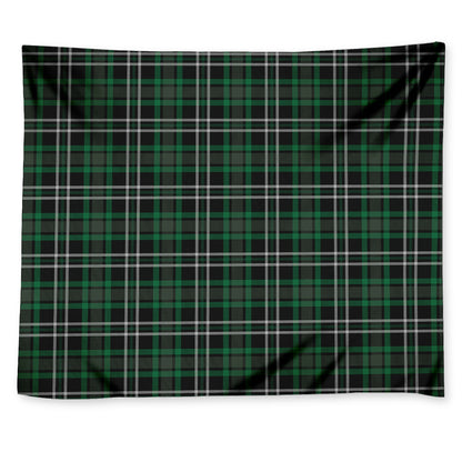 Green Black And White Tartan Print Tapestry