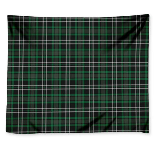 Green Black And White Tartan Print Tapestry