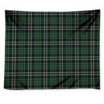 Green Black And White Tartan Print Tapestry
