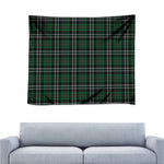 Green Black And White Tartan Print Tapestry