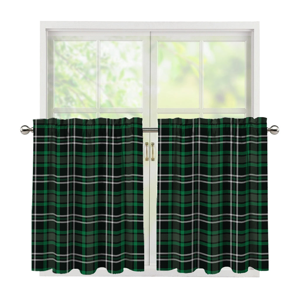 Green Black And White Tartan Print Tier Curtains