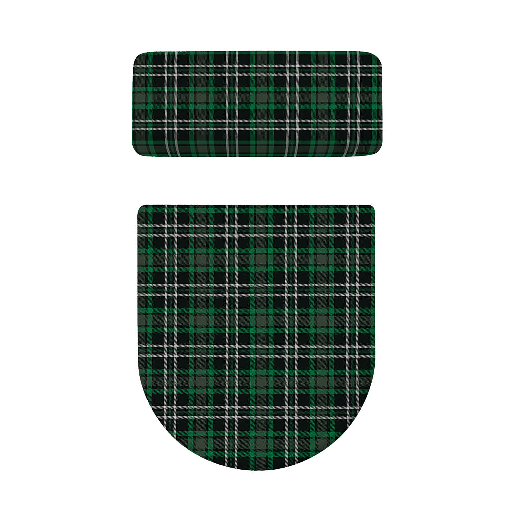 Green Black And White Tartan Print Toilet Lid And Tank Cover Set