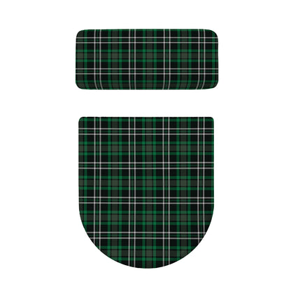 Green Black And White Tartan Print Toilet Lid And Tank Cover Set
