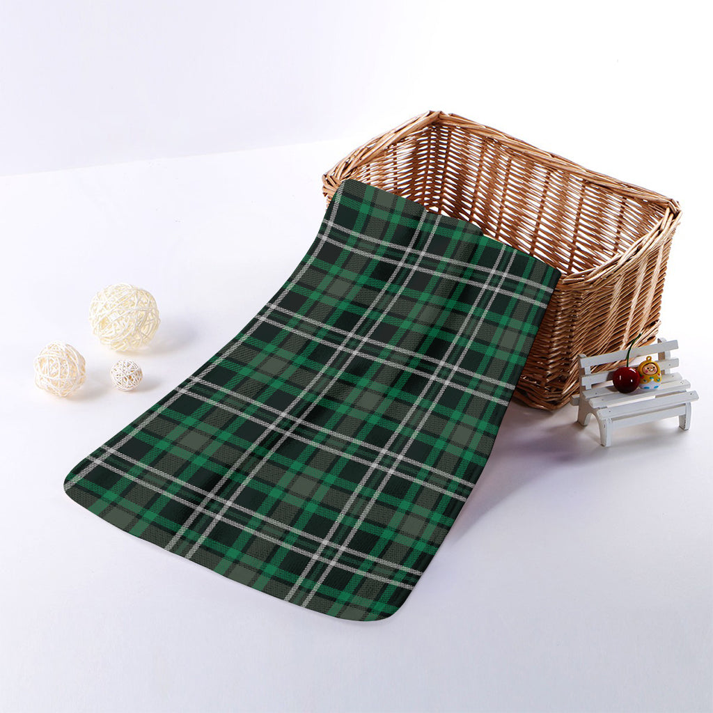 Green Black And White Tartan Print Towel
