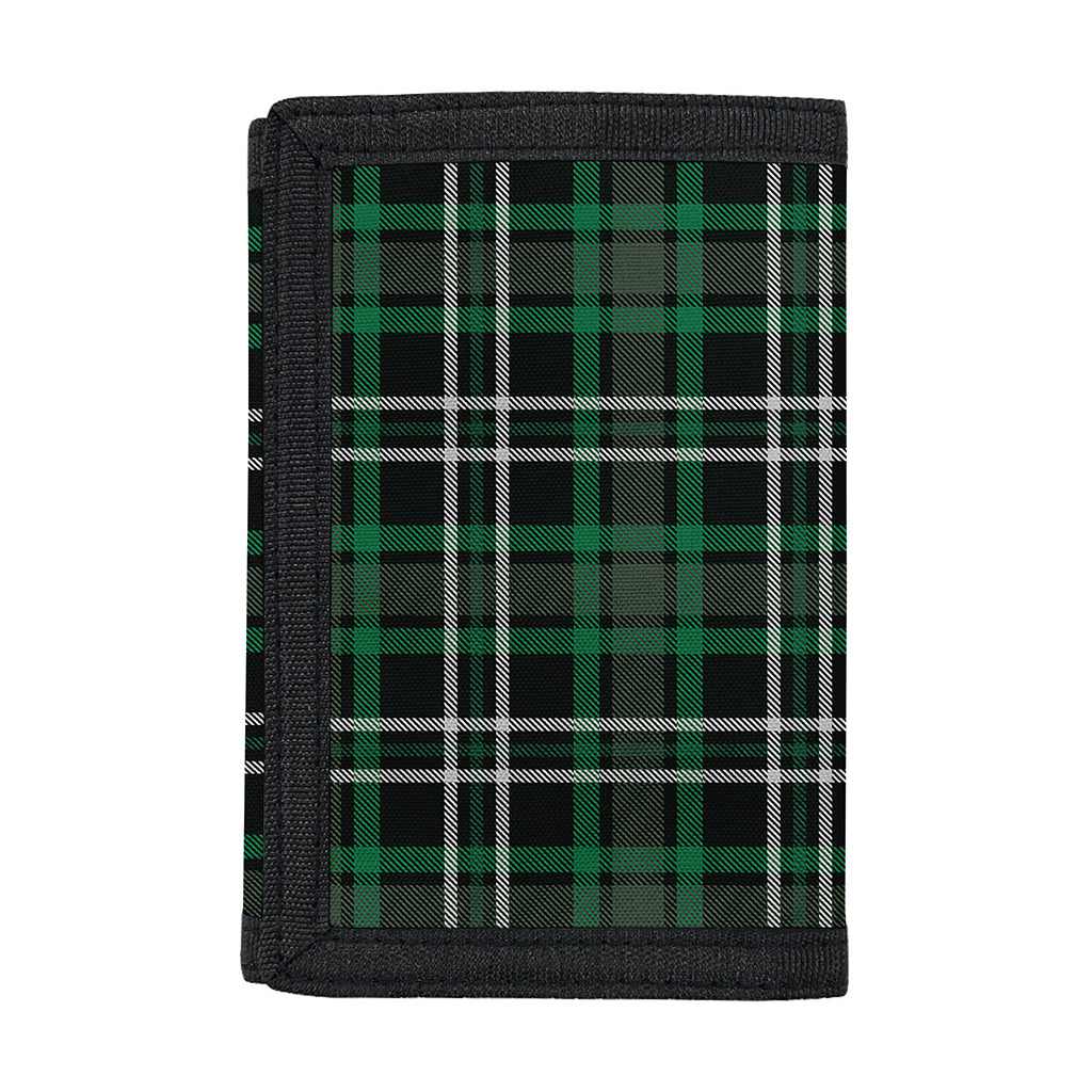 Green Black And White Tartan Print Trifold Wallet